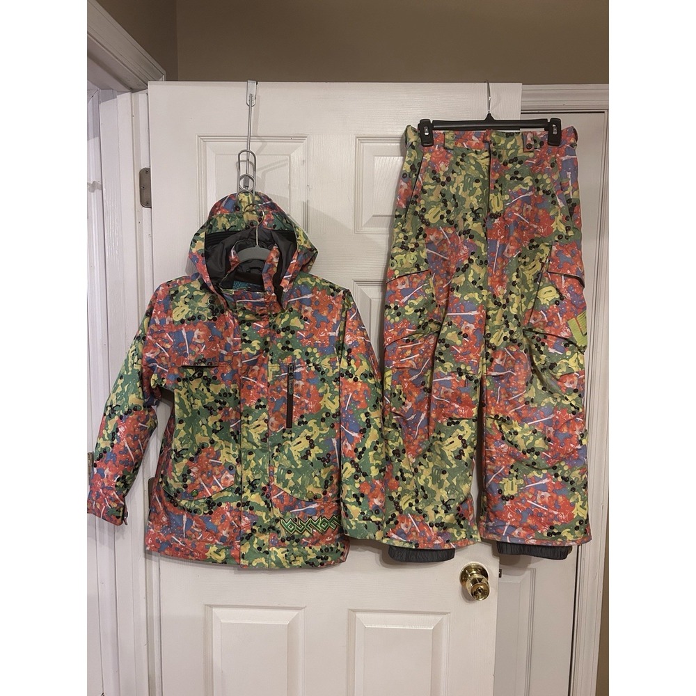 Burton Dry Ride Youth L 10/12 Ski Set Jacket & Pants Snowsuit Jelly Bean Print